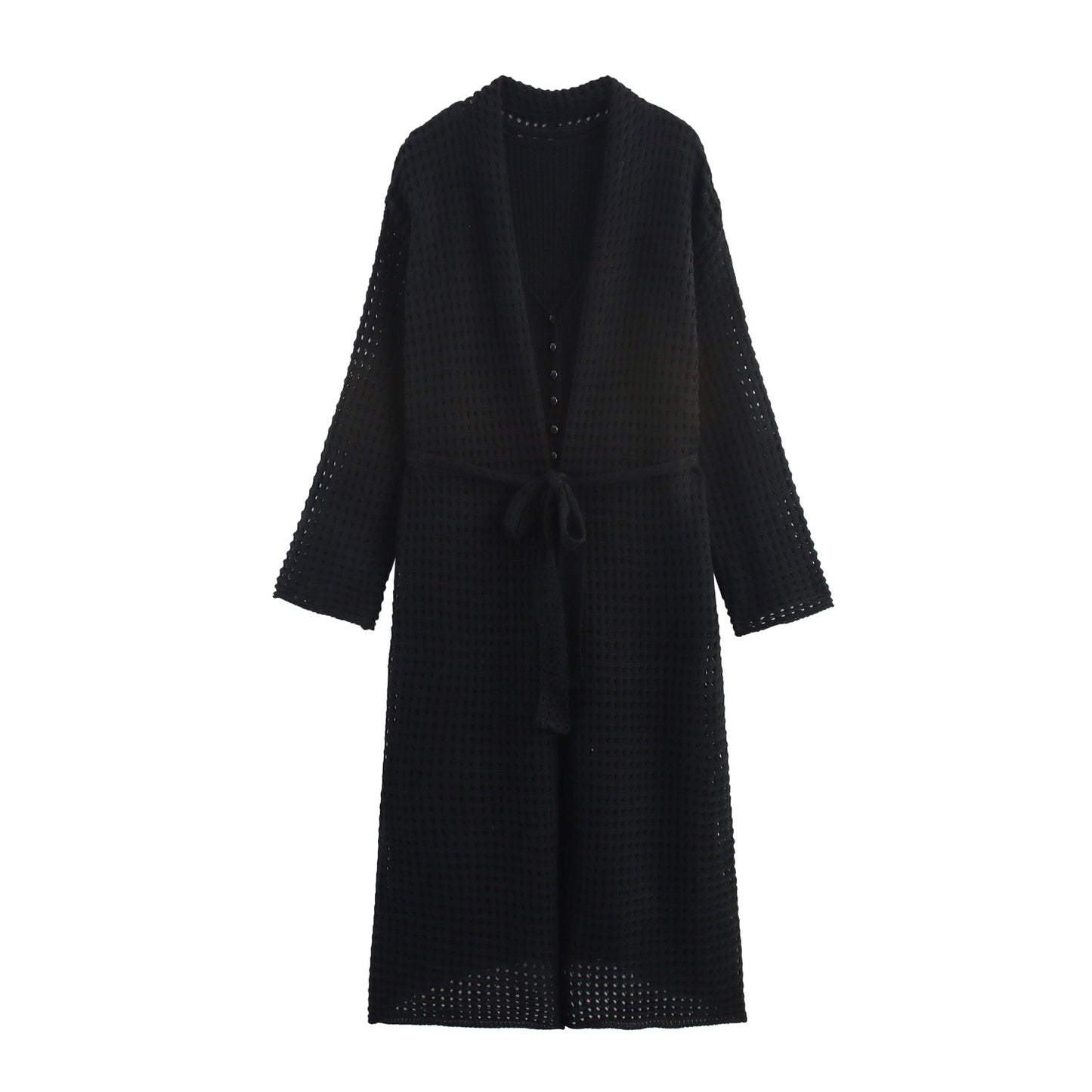 Cardigan en tricot pour femmes avec design asymétrique et élégant ceinturon à la taille Chic und Stil