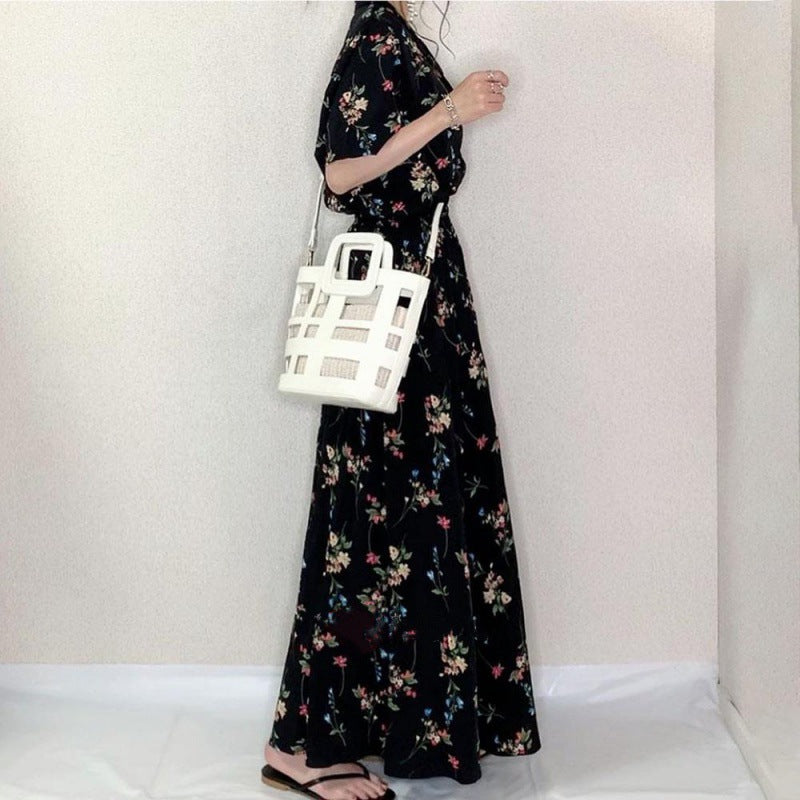 Robe maxi chemise florale Chic und Stil pour femmes