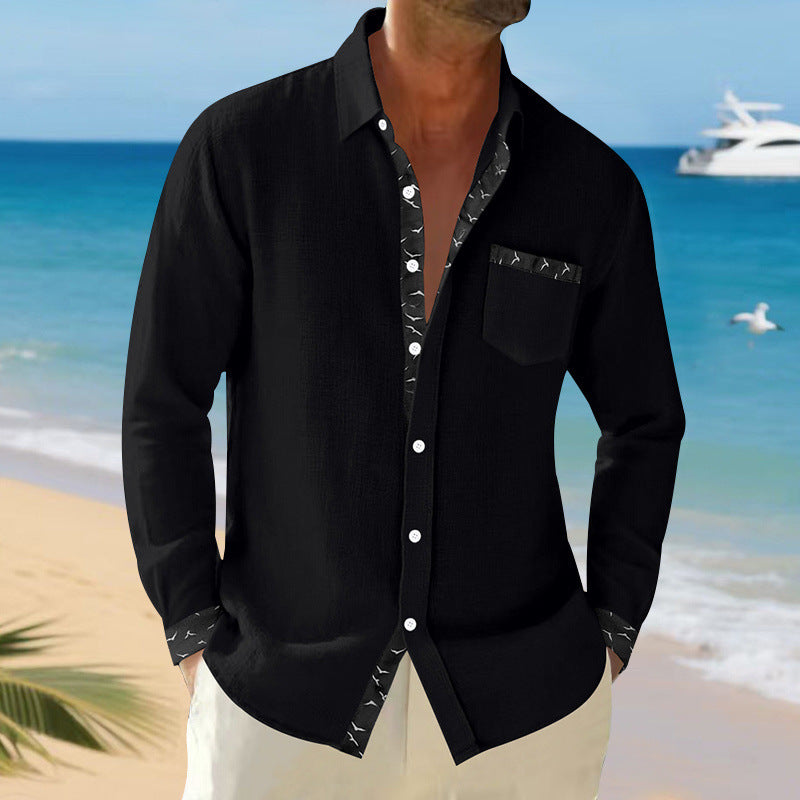 Chemise décontractée à manches longues pour hommes avec col tendance et poche poitrine Chic und Stil