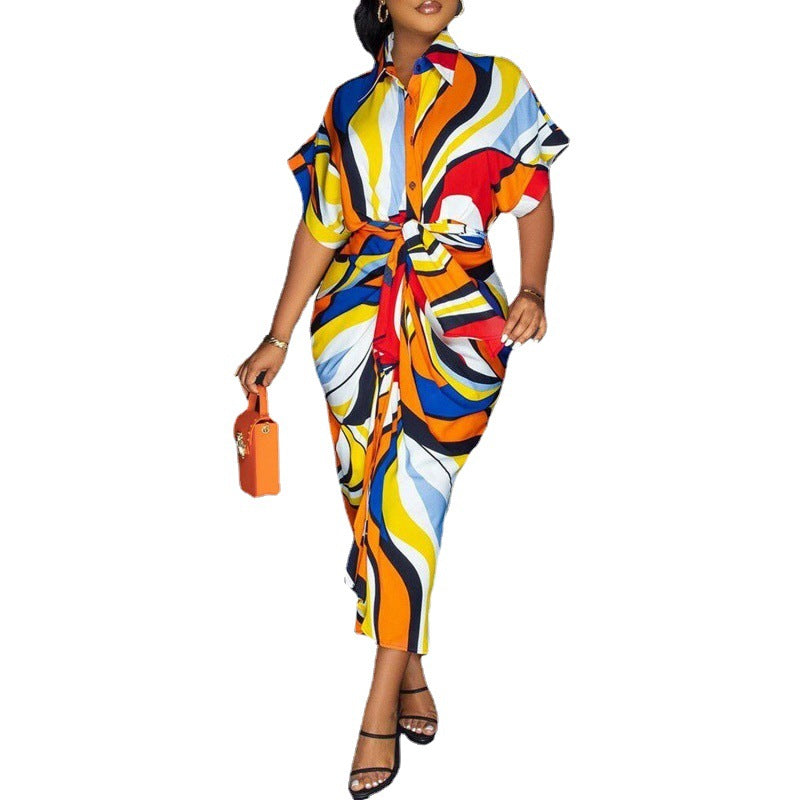 Robe midi en patchwork denim pour dames Chic und Stil