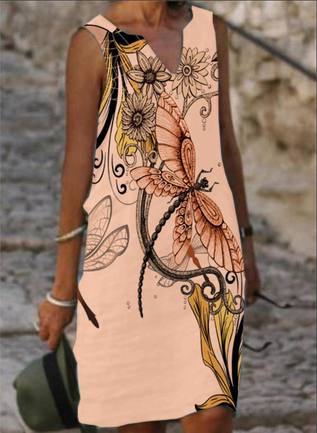 Robe sans manches pour femmes avec motif de papillon filigrane et accents floraux Chic und Stil