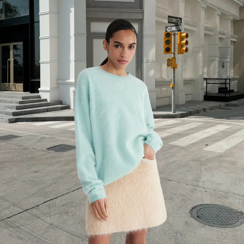 Dames pull en tricot doux avec un élégant col rond et une coupe décontractée Chic und Stil