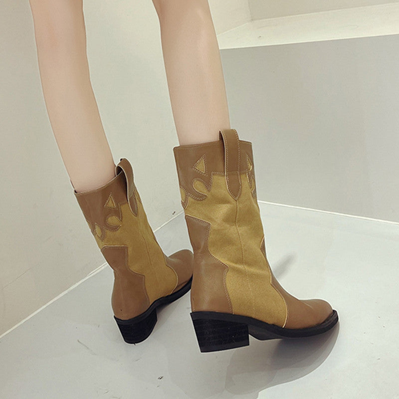 Bottines pour femmes de style cowboy avec un design unique et un talon compact Chic und Stil