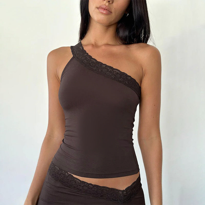 Haut à épaule dénudée pour femme avec dentelle Chic und Stil