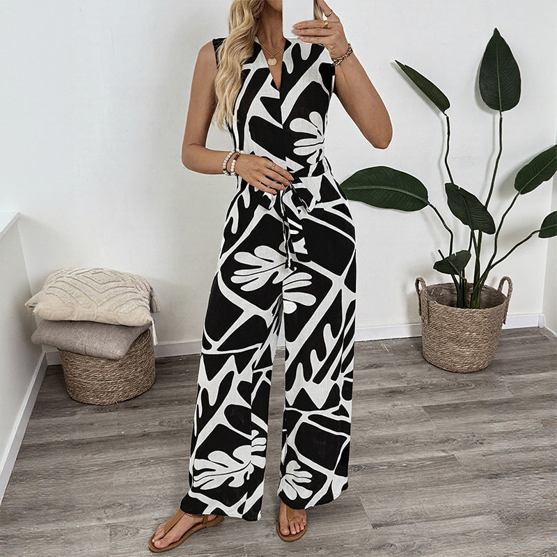 Salopette sans manches pour femmes avec taille ceinturée à jambes larges Chic und Stil