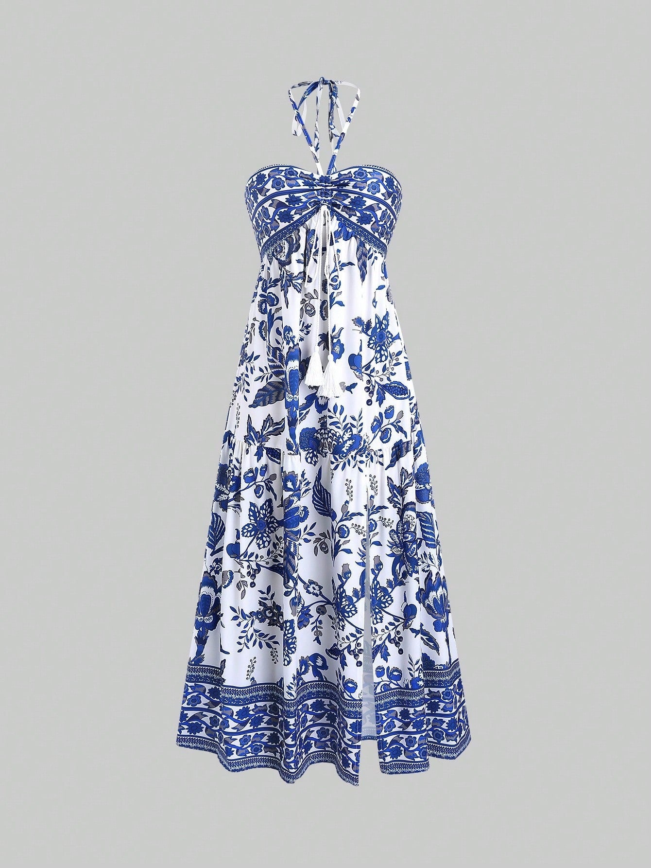 Robe maxi pour dames avec un design ludique et de fines bretelles Chic und Stil