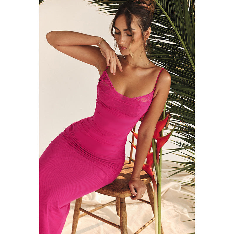 Robe maxi à fronces pour femmes avec bretelles réglables Chic und Stil