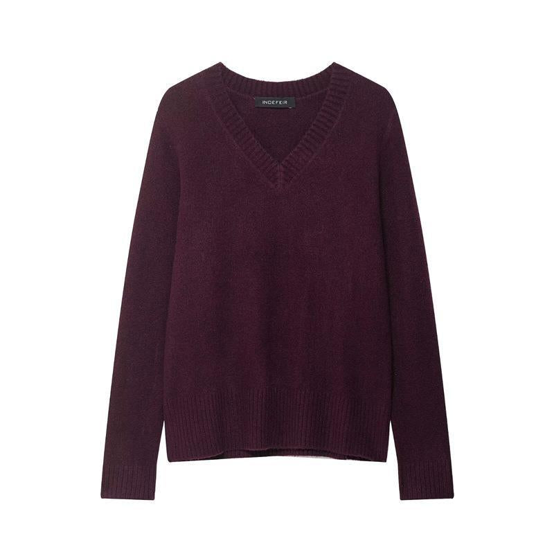 Pull-over en tricot à col en V pour femmes en mélange de coton de haute qualité Chic und Stil