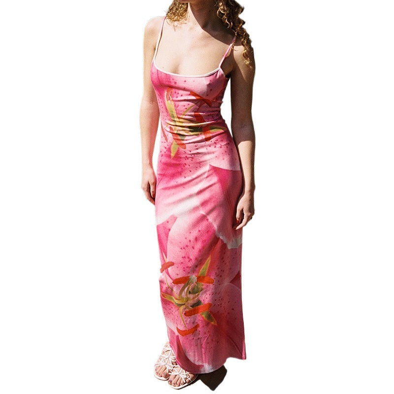 Robe maxi à bretelles spaghetti à motif floral Chic und Stil