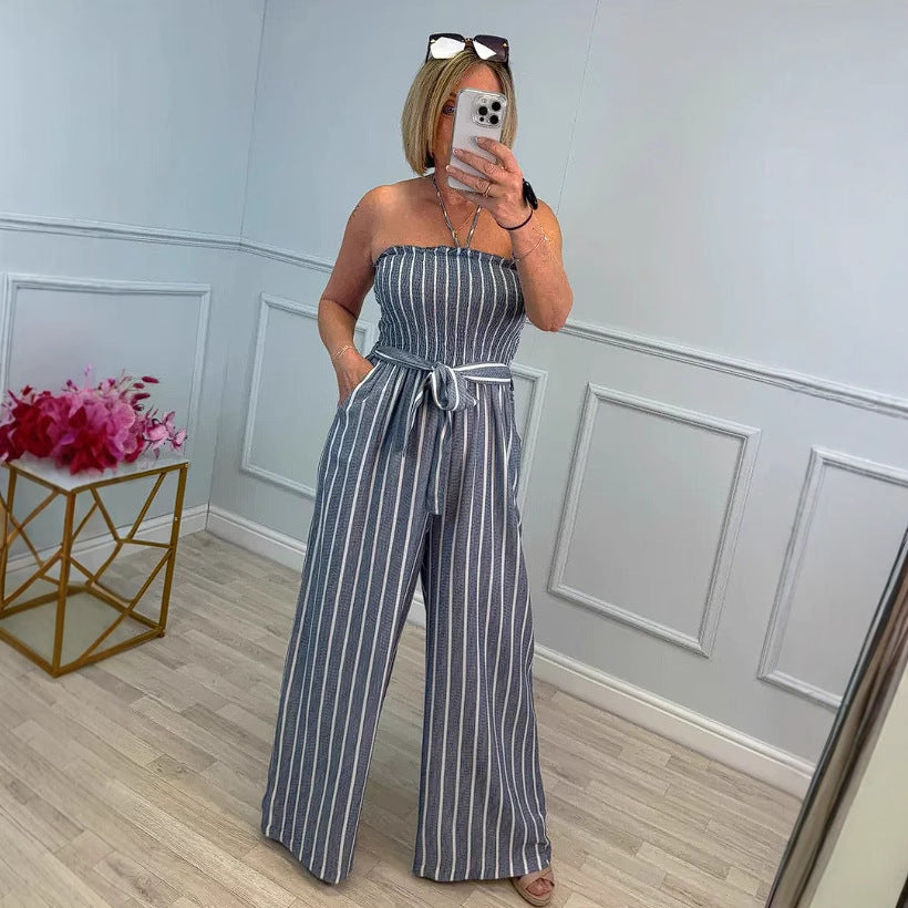 Combinaison bandeau pour femmes avec jambes larges et ceinture à nouer Chic und Stil