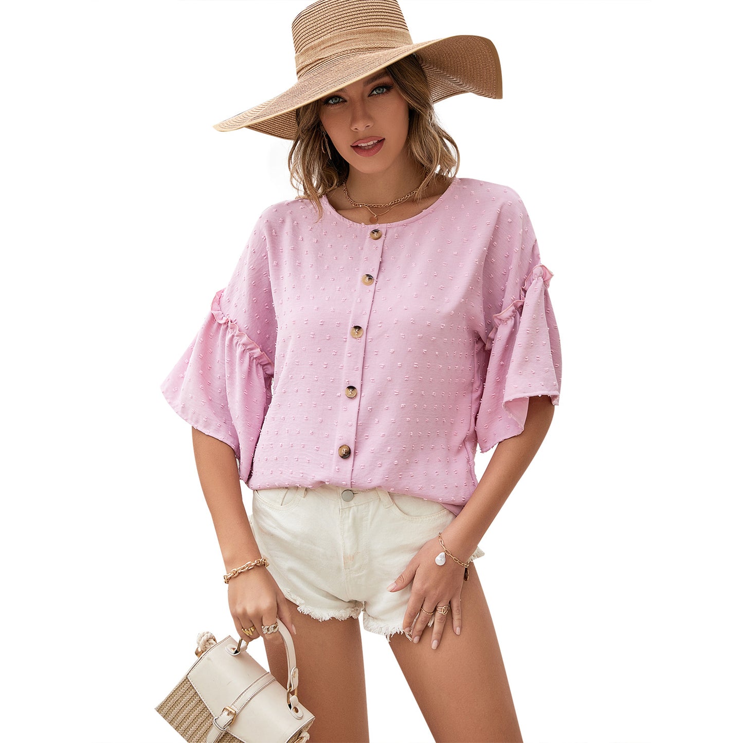 Blouse pour femmes avec des détails en volants et des boutons décoratifs Chic und Stil