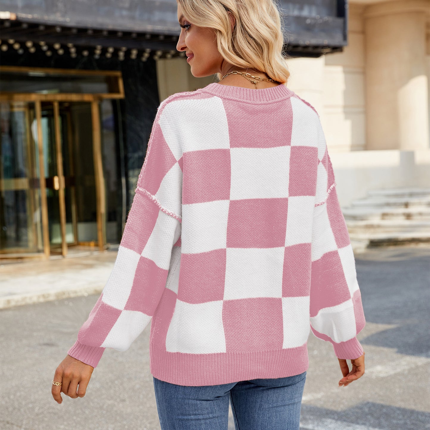 Women's Plaid Sweater in Breathable Knitwear Chic und Stil