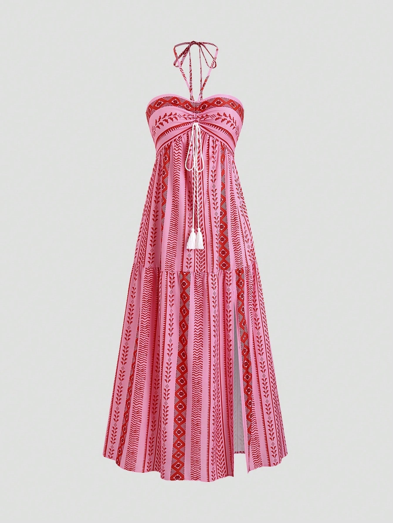 Robe maxi pour dames avec un design ludique et de fines bretelles Chic und Stil