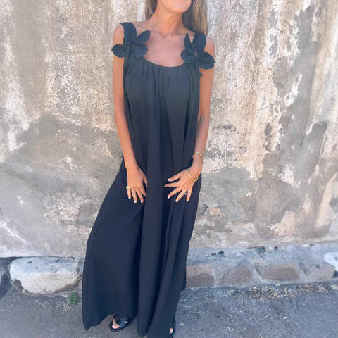 Robe maxi fluide pour femmes avec liens décoratifs aux épaules Chic und Stil