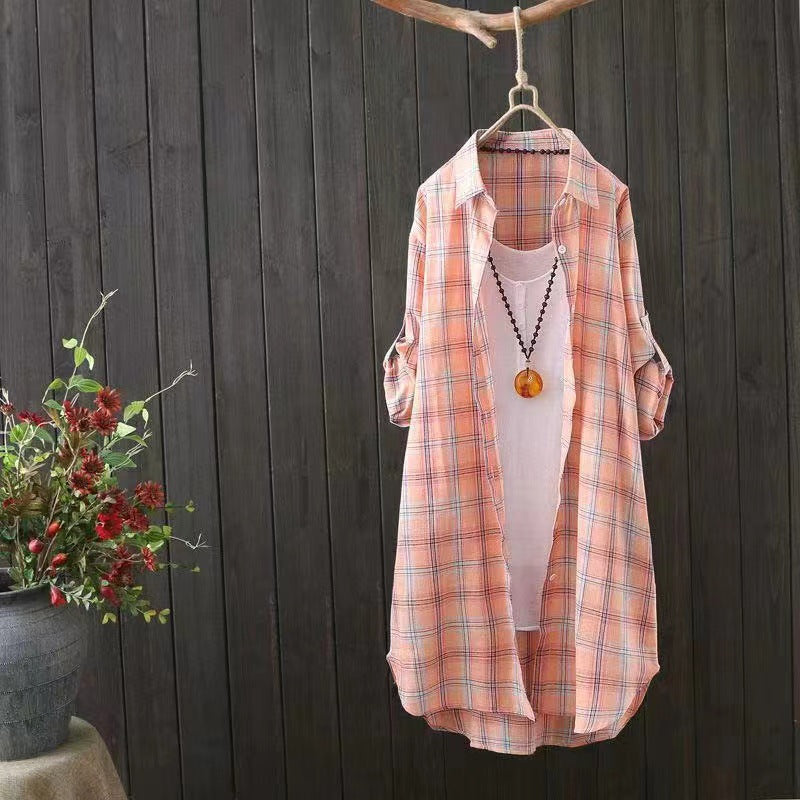 Chemisier Overlay à motifs carreaux légers pour femmes Chic und Stil