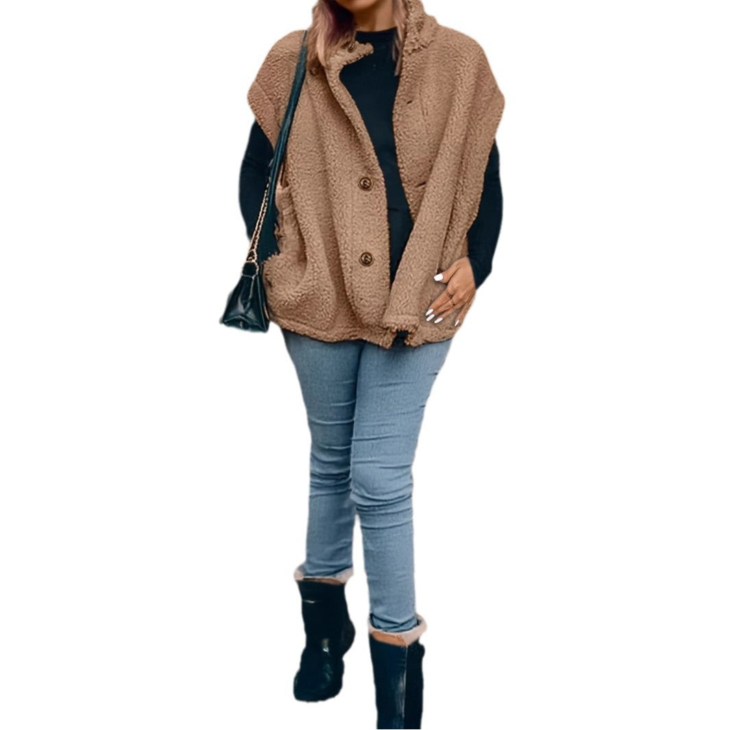 Women's comfortable teddy vest with hood, chic and stylish