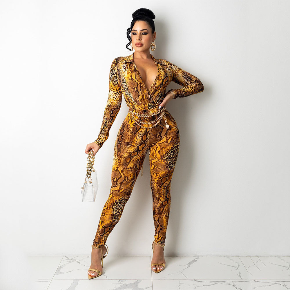 Dames Bodysuit à motif animal exotique Chic und Stil