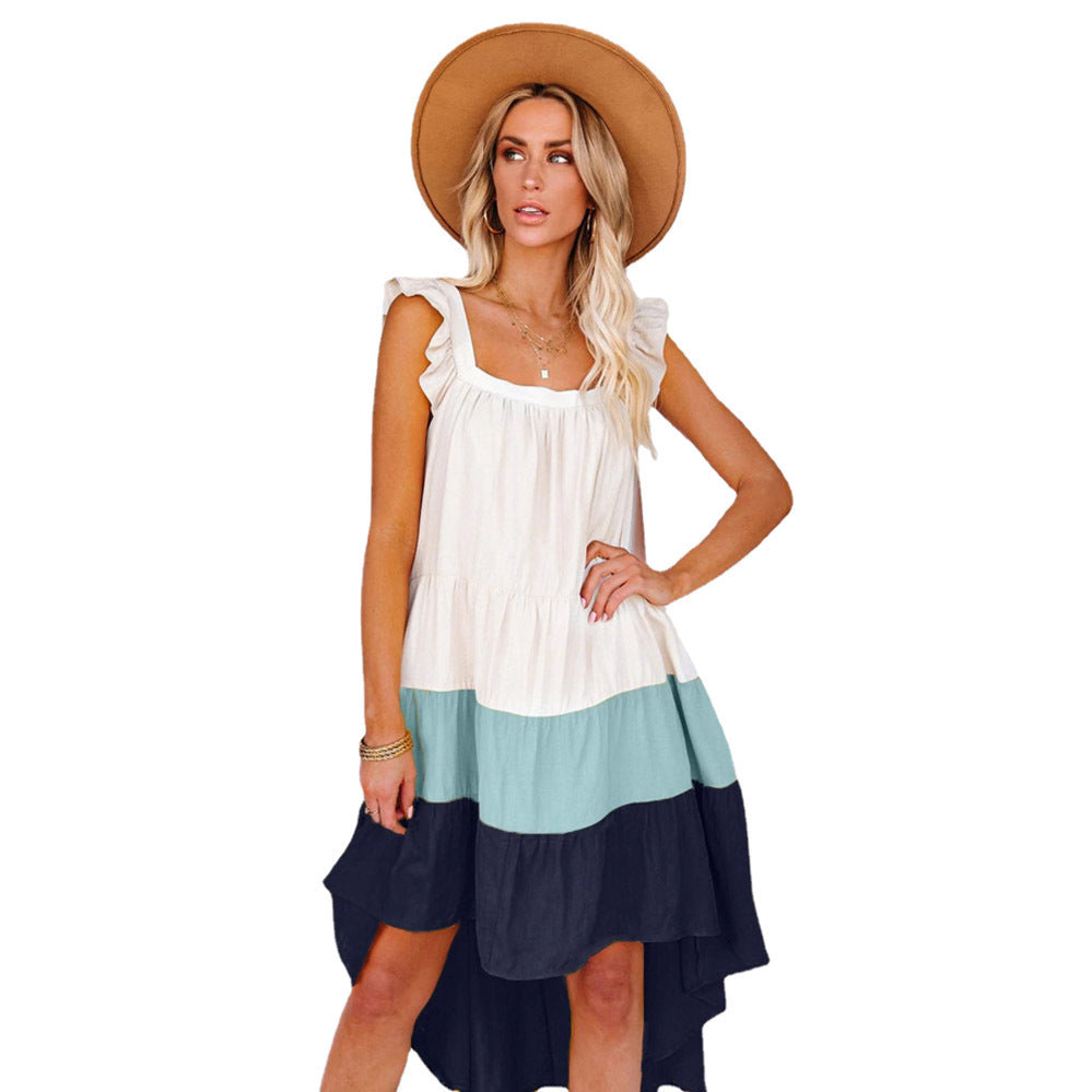 Robe midi color block à volants pour femmes Chic und Stil
