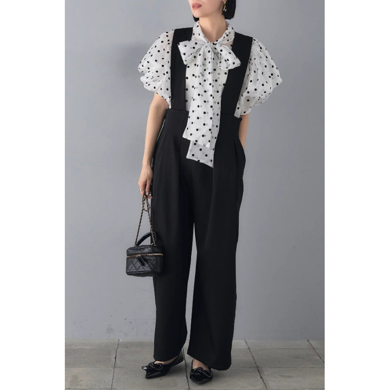 Blouse élégante pour femmes avec des pois et des manches bouffantes Chic und Stil