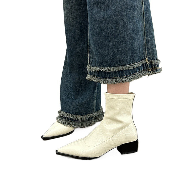 Bottes élégantes pour dames avec bout pointu et talon carré Chic und Stil