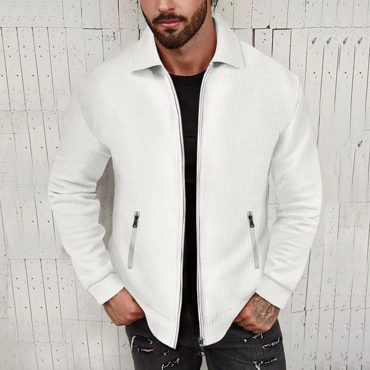 Veste matelassée tendance pour hommes avec col montant et poches zippées latérales Chic und Stil