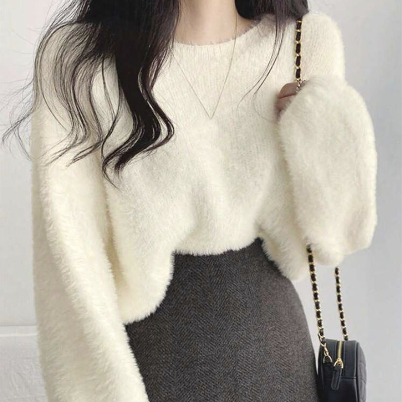 Dames Pull doux avec coupe ample et design à la mode Chic und Stil