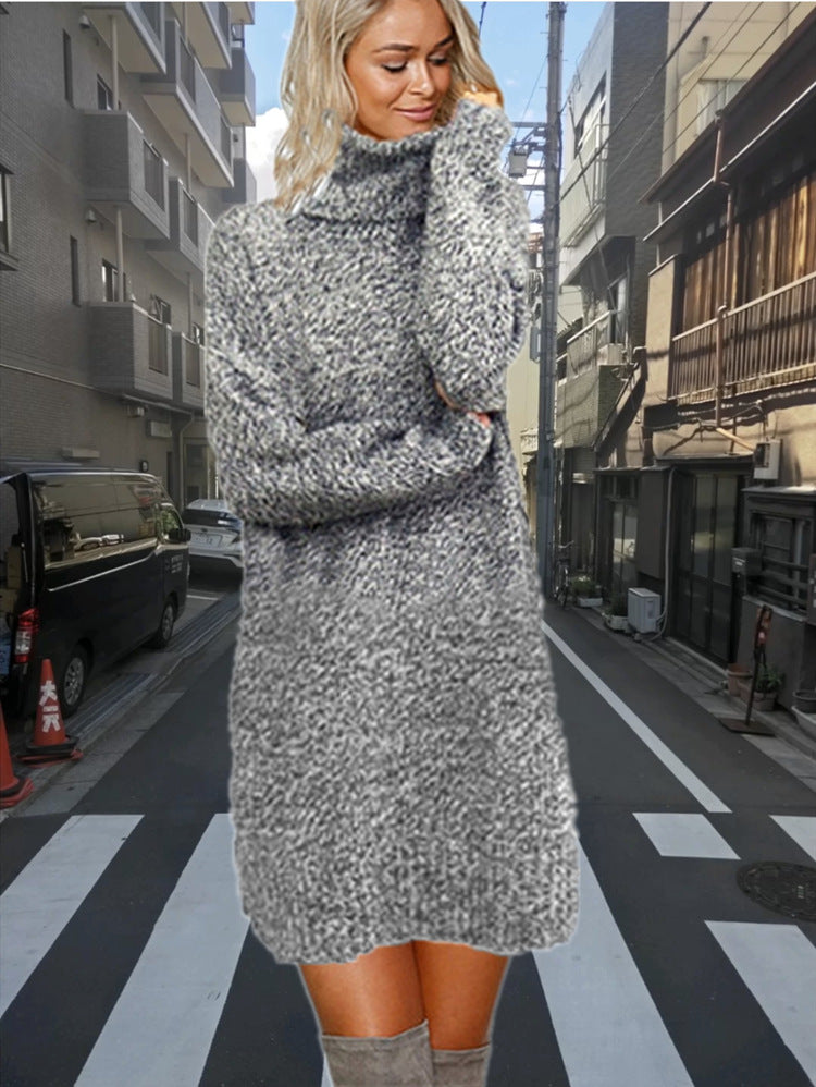 Robe en tricot pour femmes avec col montant en matériau douillet Chic und Stil
