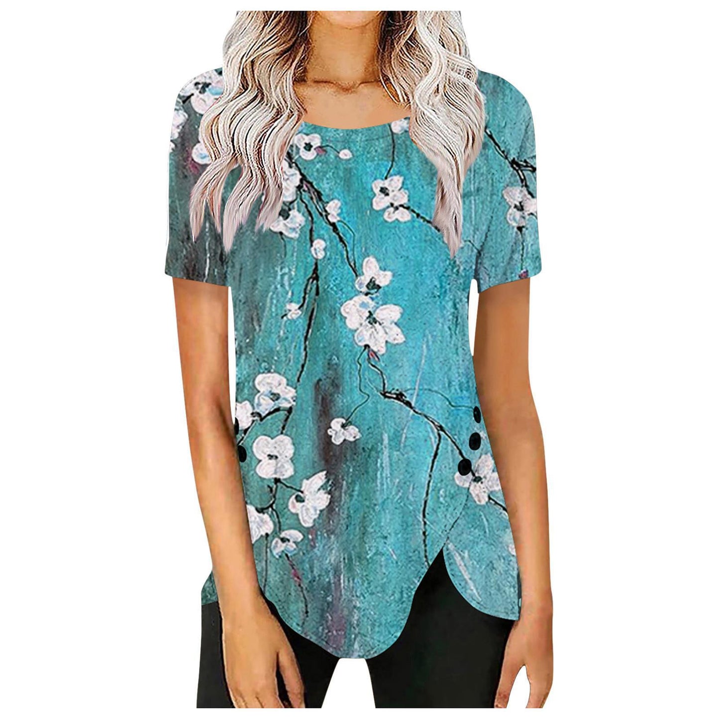 Women's blouse with floral design and asymmetrical hem Chic und Stil