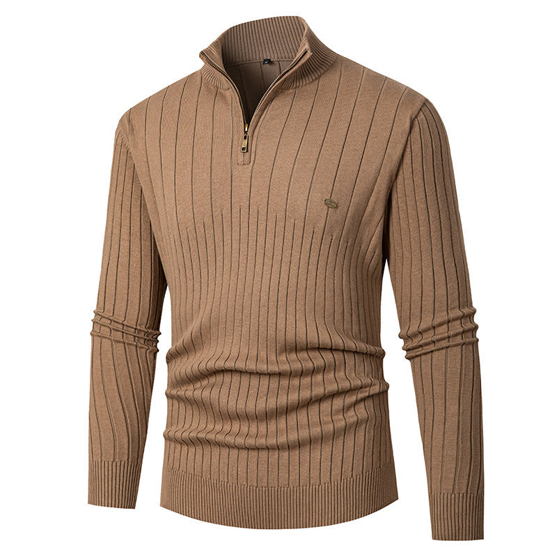 Pull homme tendance avec fermeture éclair et design en fine côtes Chic und Stil