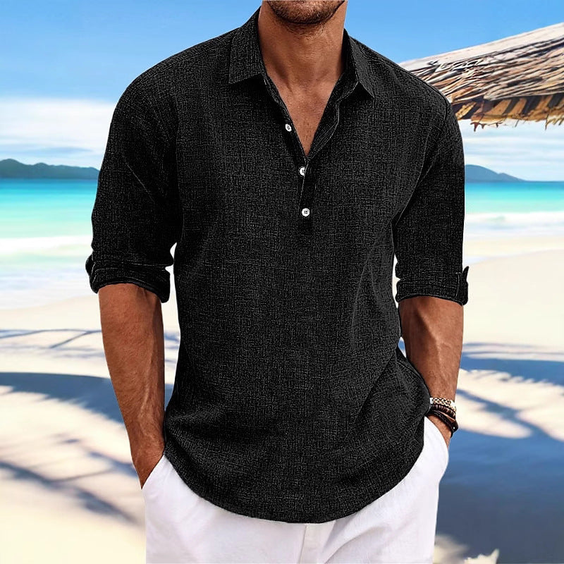 Chemise en lin léger pour hommes à manches mi-longues Chic und Stil