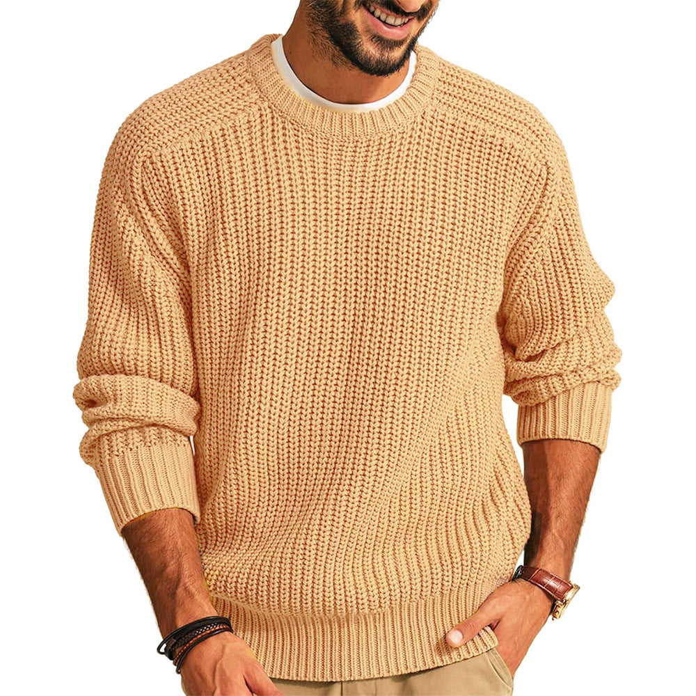 Pull en gros tricot pour hommes avec col rond et coupe décontractée Chic und Stil