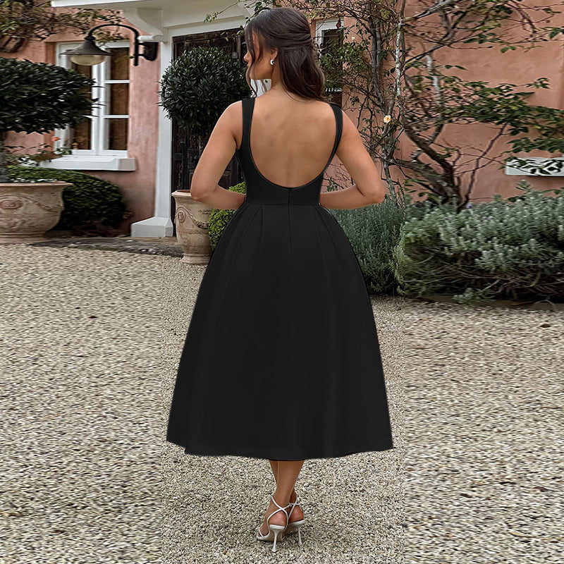 Femme A-ligne Classique Midi Robe Chic und Stil