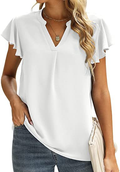 Chemisier dames avec détails froncés et décolleté en V Chic und Stil
