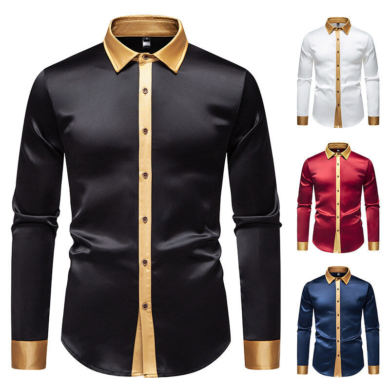 Chemise élégante à manches longues pour homme avec des accents satinés Chic und Stil