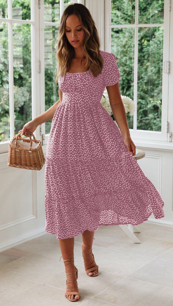 Robe midi à fleurs à volants pour femme Chic und Stil