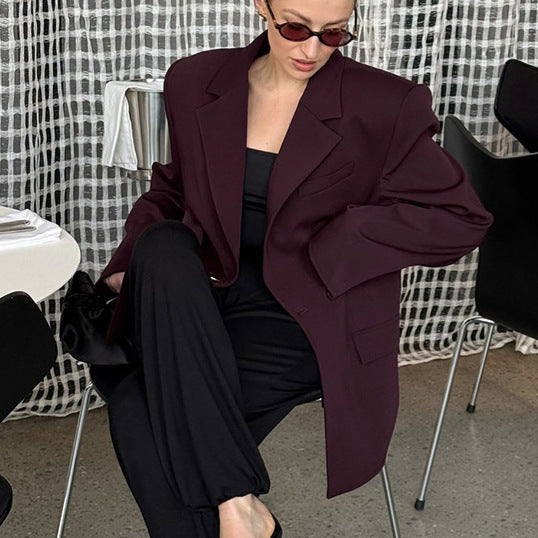 Blazer oversized pour femmes avec bouton doré Chic und Stil