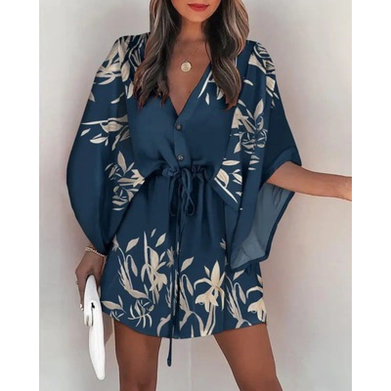 Robe portefeuille à motif floral pour femmes avec ceinture Chic und Stil