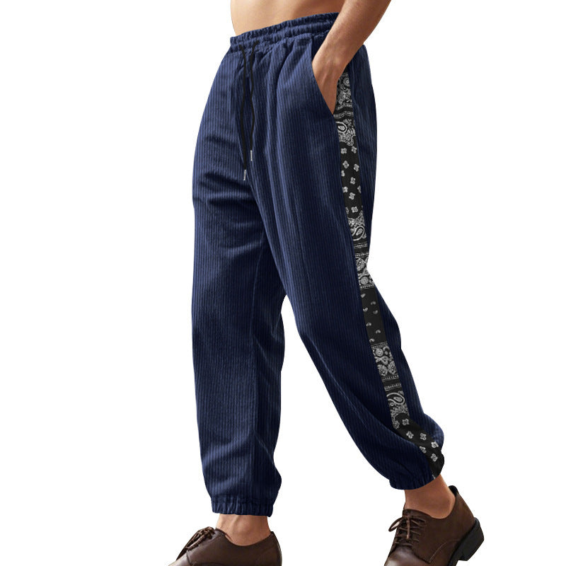 Pantalon cargo décontracté pour hommes avec taille élastique et détails imprimés latéraux Chic und Stil