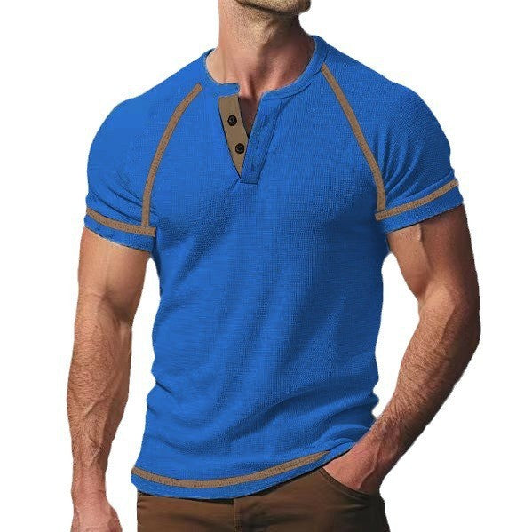 T-shirt à manches mi-longues pour hommes avec patte de boutonnage Chic und Stil