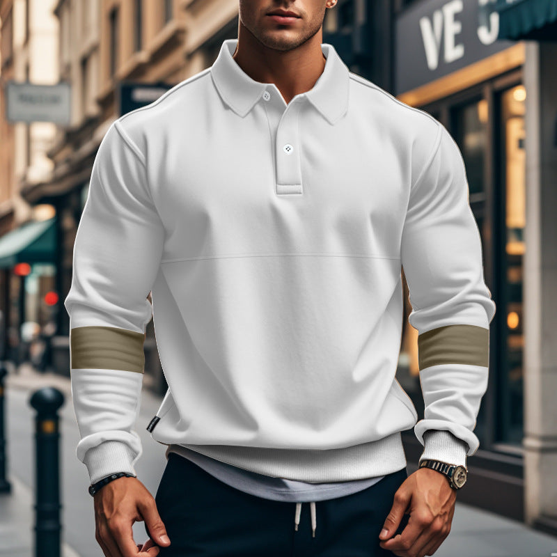 Hommes Polo-Hoodie sportif avec manches contrastées Chic und Stil