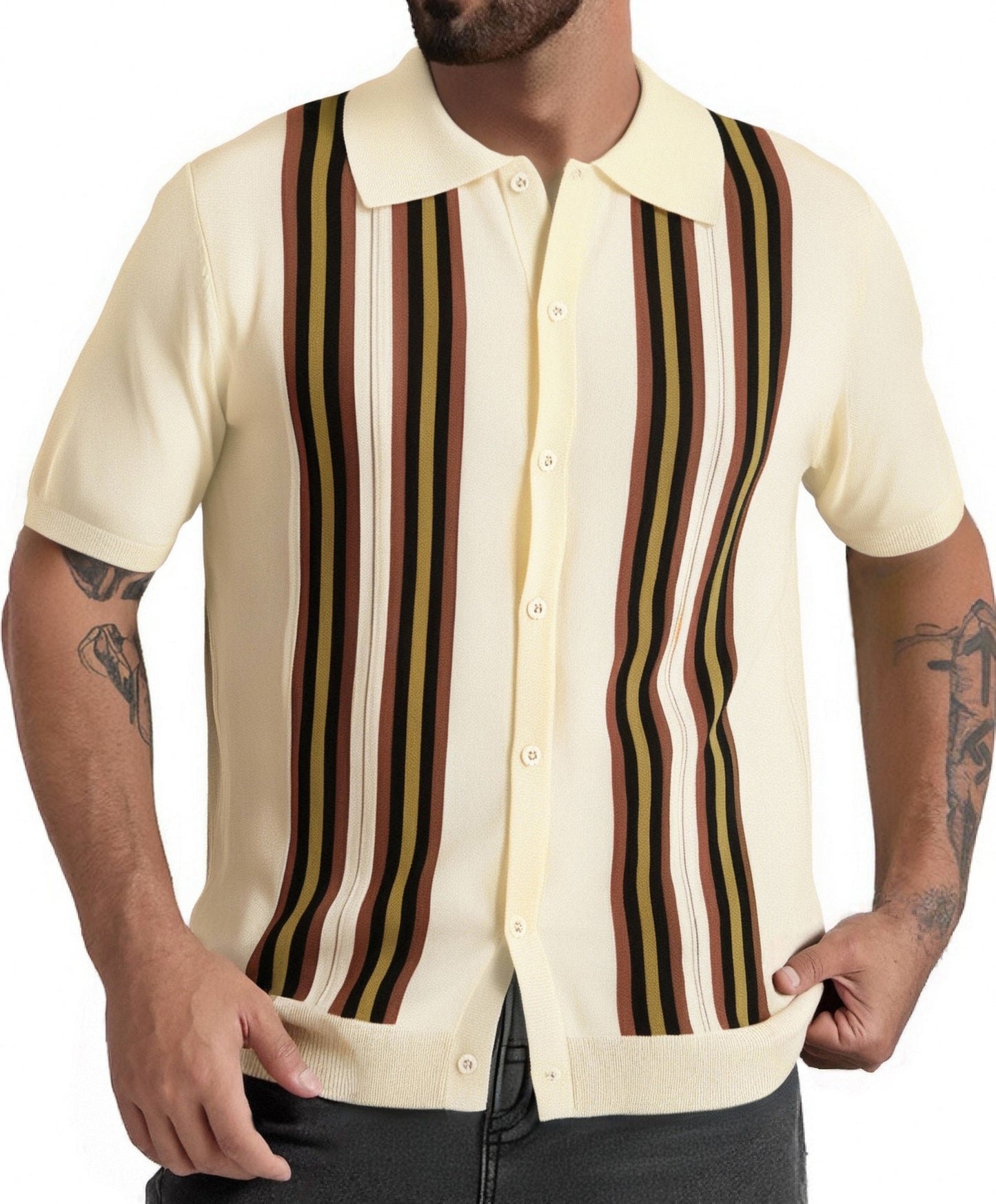 Chemise à manches courtes à la mode pour hommes avec rayures Chic und Stil