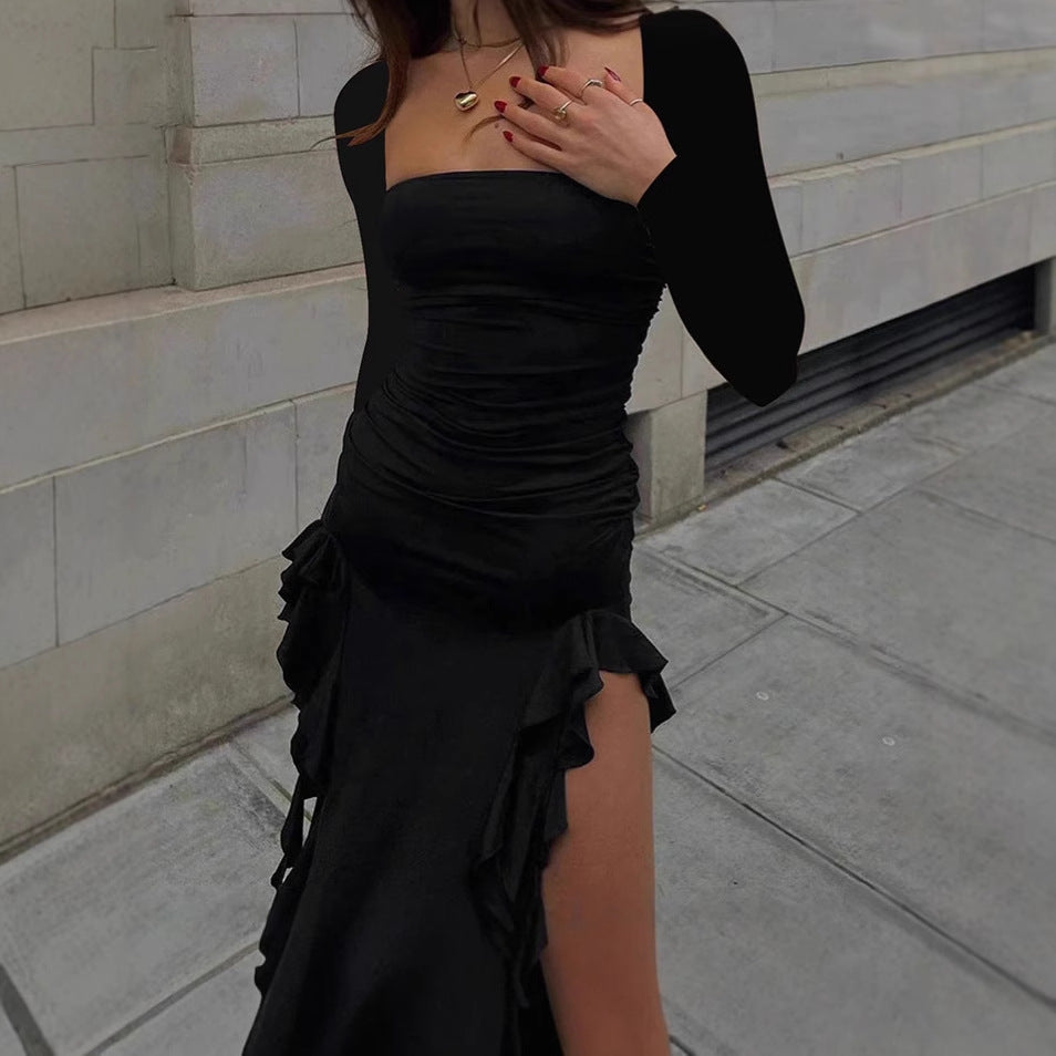 Robe de soirée élégante et sculptante pour femmes avec volants et haut assorti Chic und Stil