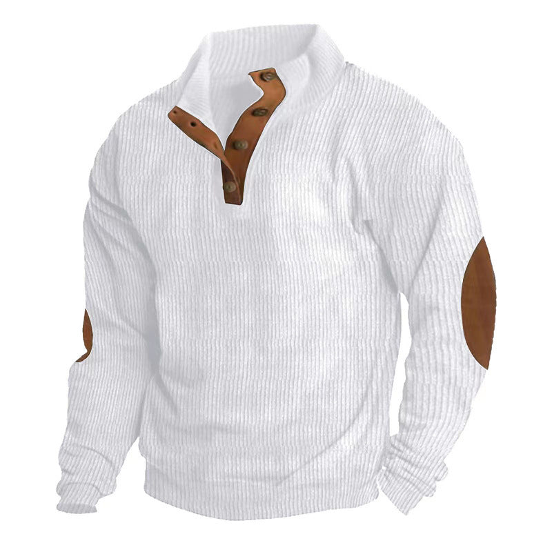Pull en structure à vagues pour homme avec accents en cuir Chic und Stil