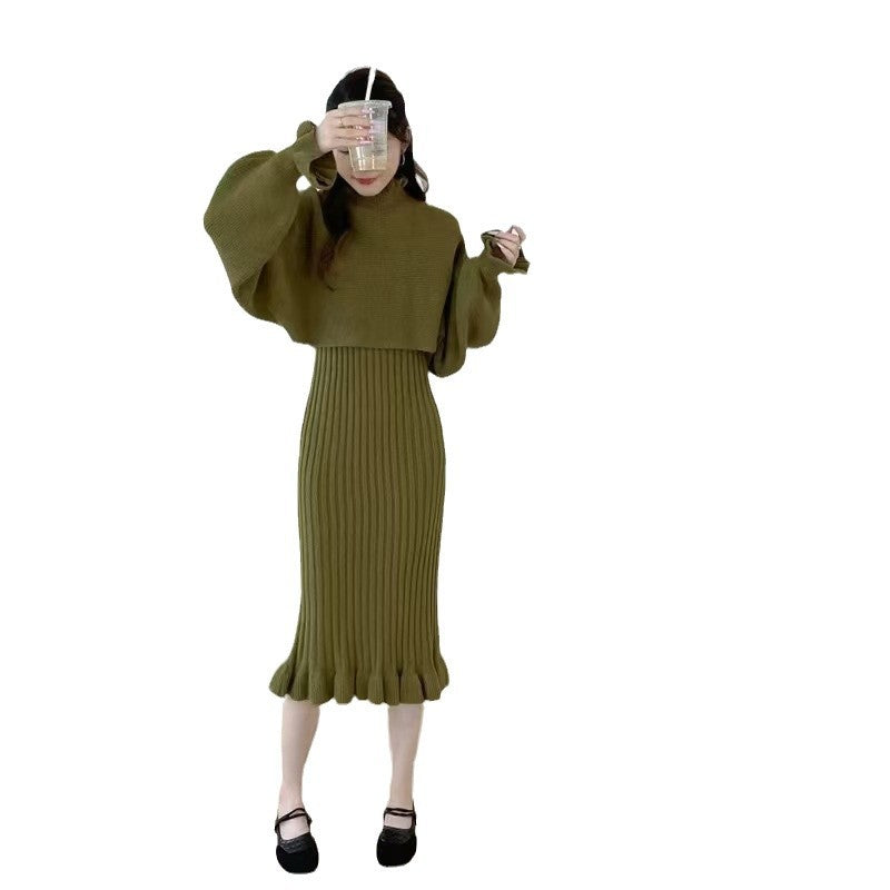 Robe en tricot pour femmes avec col montant et structure côtelée Chic und Stil