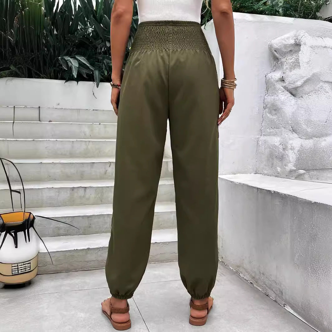 Pantalon d'été décontracté pour femmes à taille haute et jambe étroite Chic und Stil