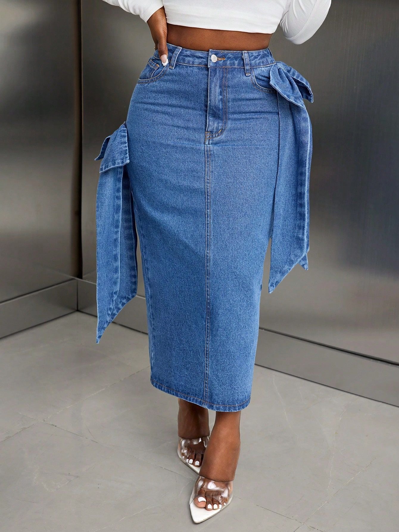 Jupe maxi pour femmes avec poches latérales et ceinture tendance à nouer Chic und Stil