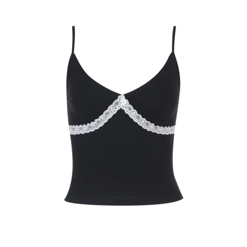 Top spaghetti pour femmes avec bord en dentelle Chic und Stil