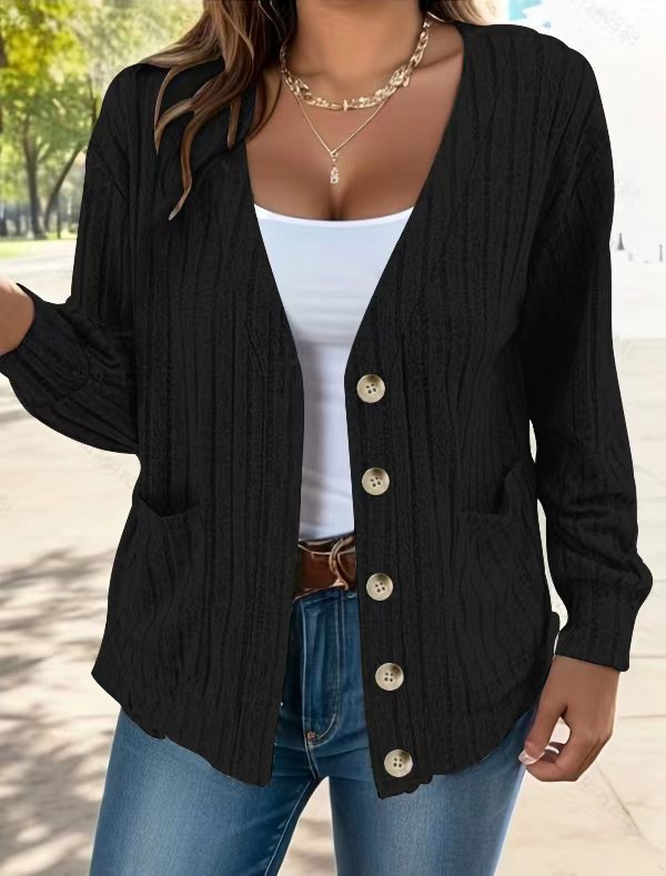 Textured button cardigan for women Chic and Style