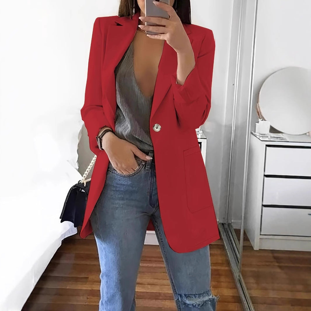 Veste blazer pour femmes élégante avec des détails en boutons brillants et des poches spacieuses Chic und Stil