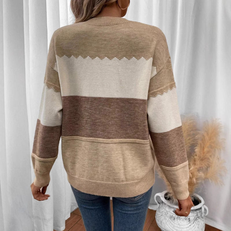 Pull femme confortable avec un design moderne à rayures bloquées Chic und Stil